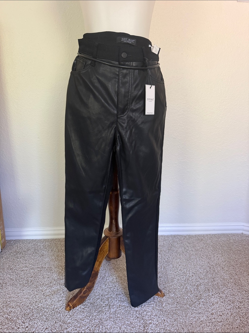 Black Faux Leather Judy Blue Jeans